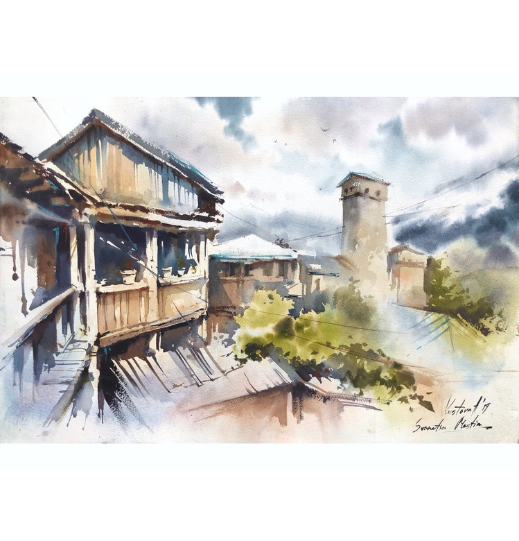 Painting “Svanetia  village”