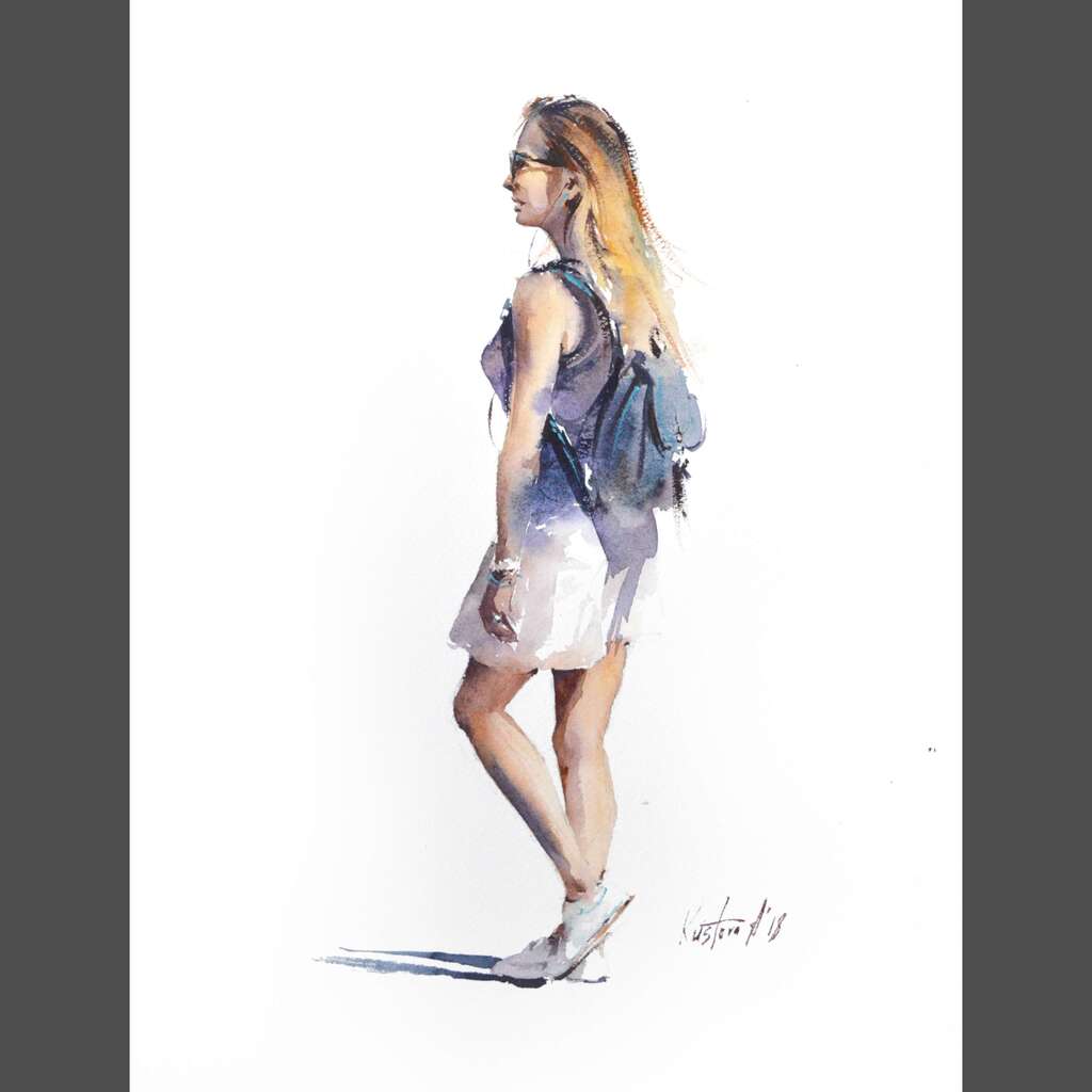 Painting “Girl with a backpack“