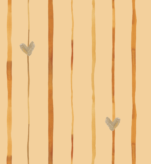 Сатин "Cолнечная полоска и горсть сердец" / желтый