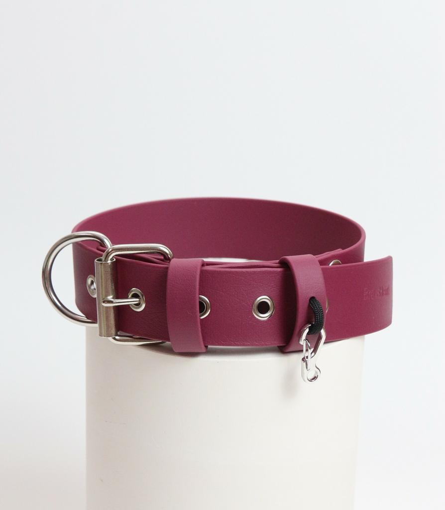 Широкий ошейник винный 38мм