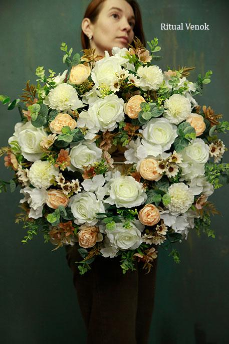 Искусственный траурный венок "Верба" , диаметр 55см