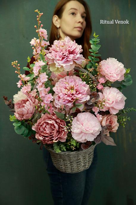 Траурная корзина "Авалон", высота 60см\ ширина 50см