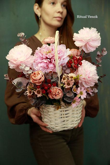 Корзина траурная "Лея",  высота 40см, ширина 40см