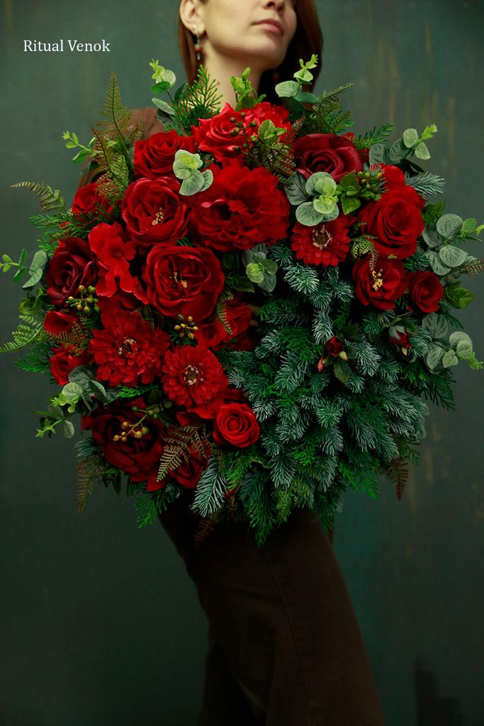 Ритуальный искусственный венок  "Эвкалипт" диаметр 50 см