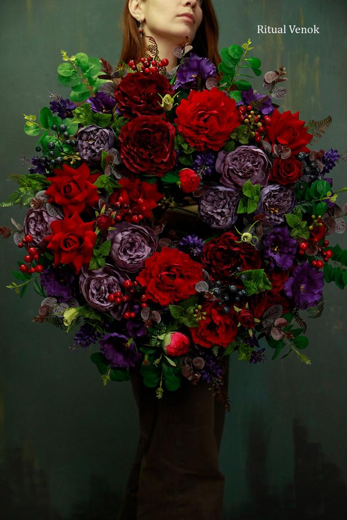 Искусственный круглый венок "Оливер" диаметр 65 см