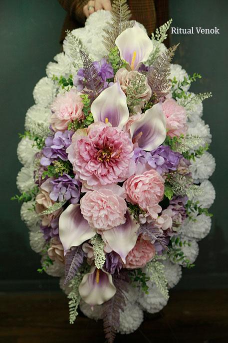 Ритуальный искусственный венок "Рубин", высота 90 см