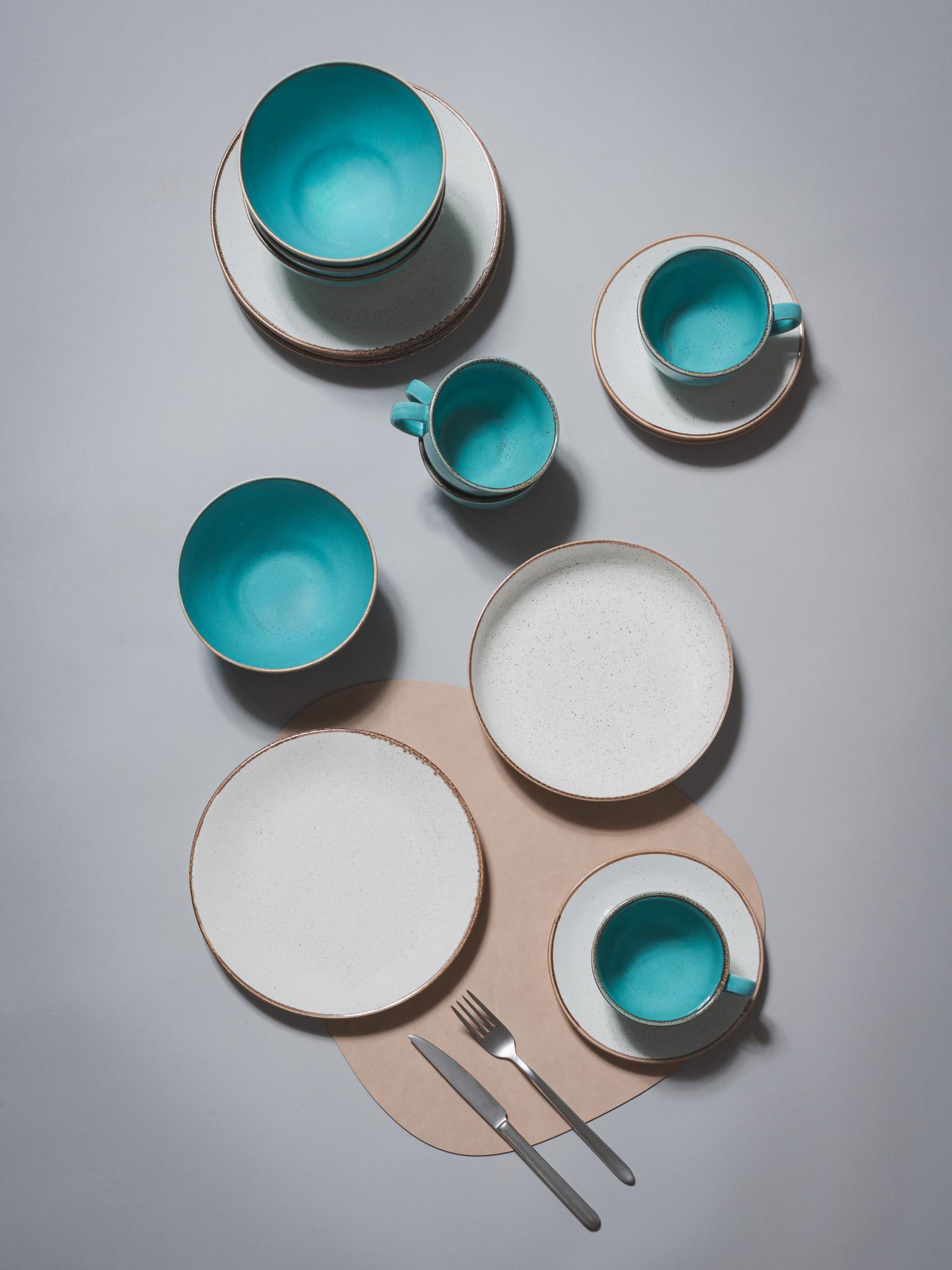 Набор на 4 персоны / 17 предметов Seasons (бежевый / бирюзовый)