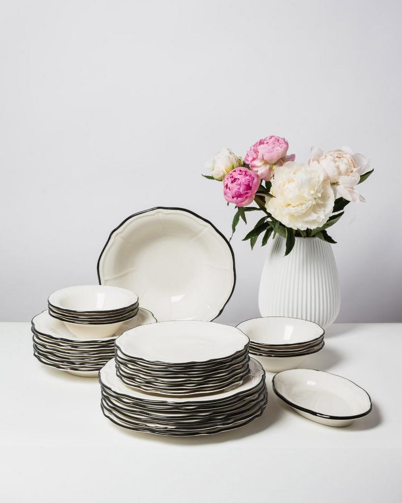 Сервиз ID FINE, серия Line Black на 6 персон/26 предметов, Турция