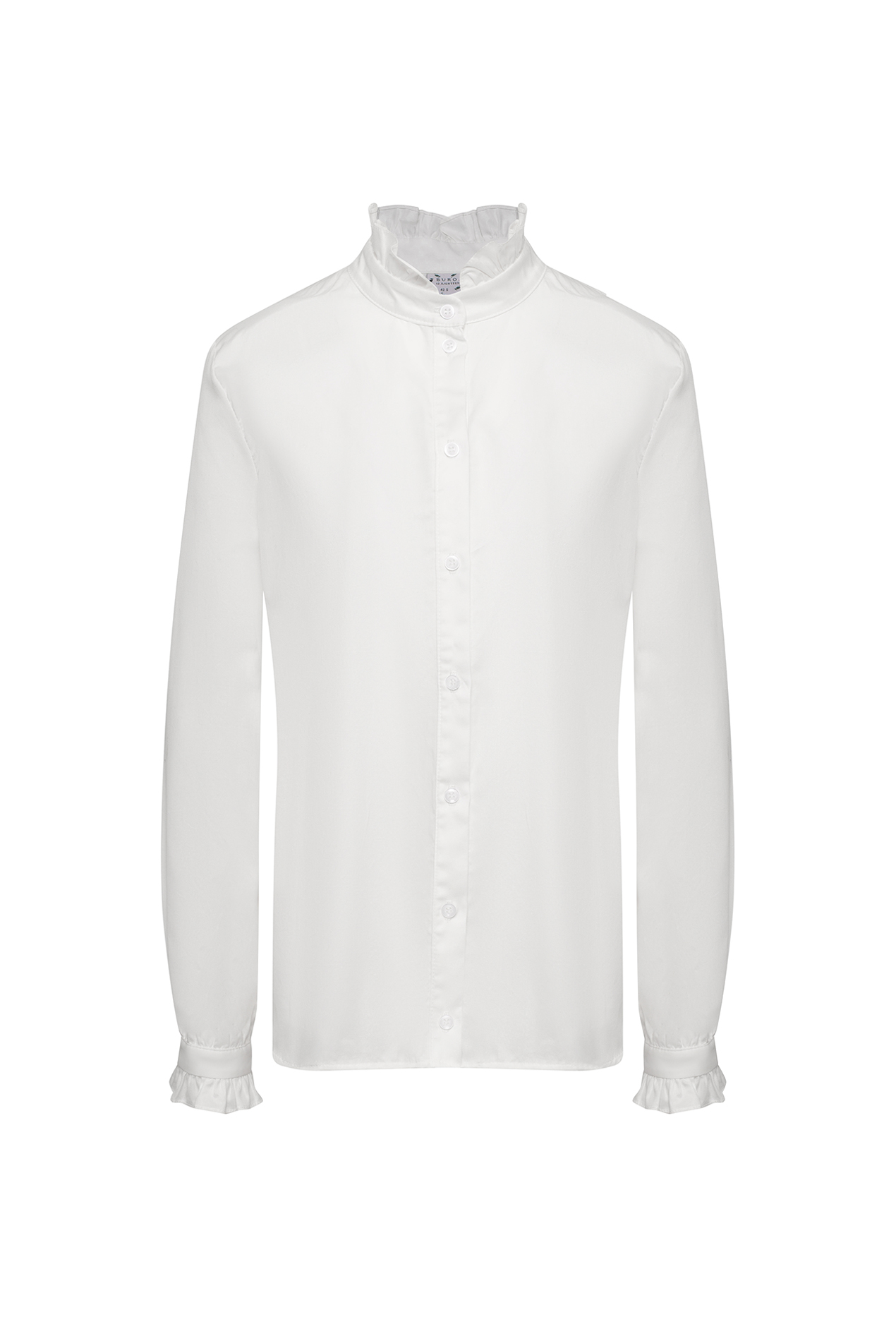 Рубашка с воротом-стойкой и рюшами