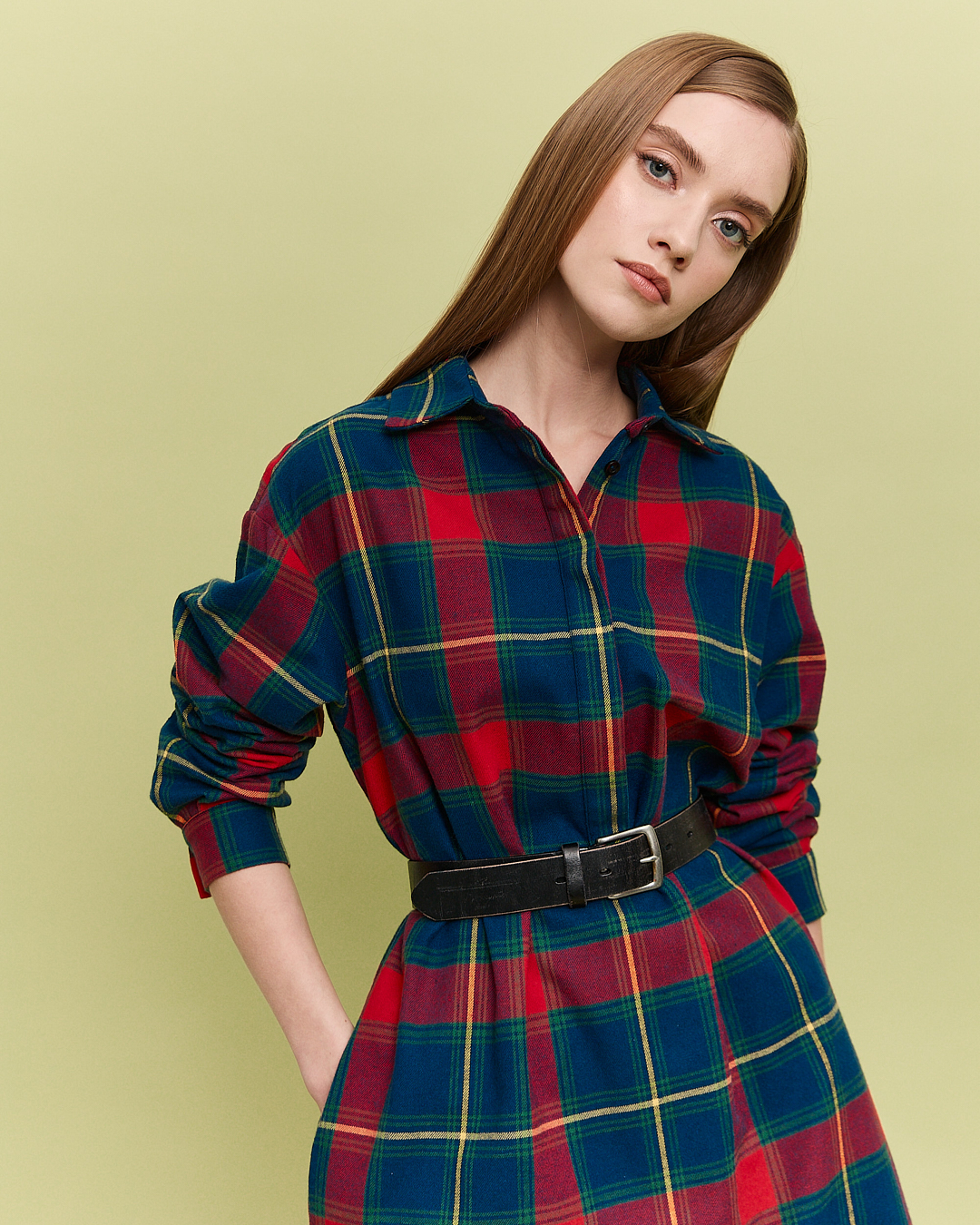 Платье-рубашка в клетку