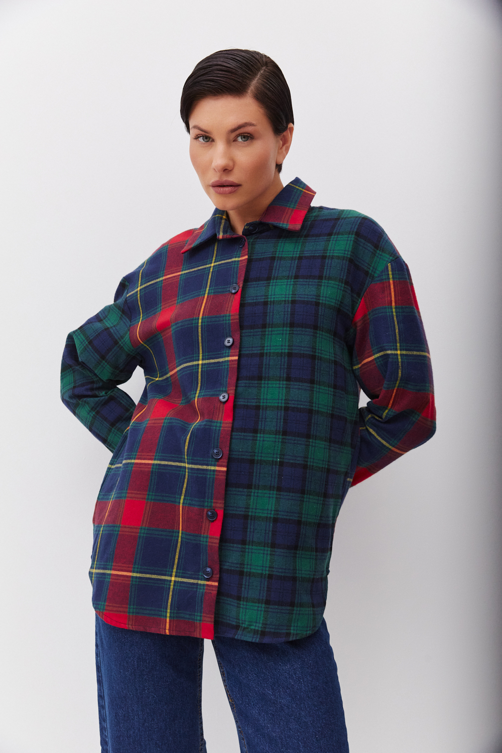 Рубашка в клетку пэчворк