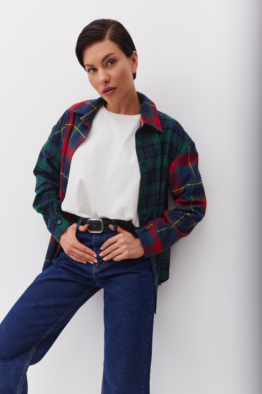 Рубашка в клетку пэчворк