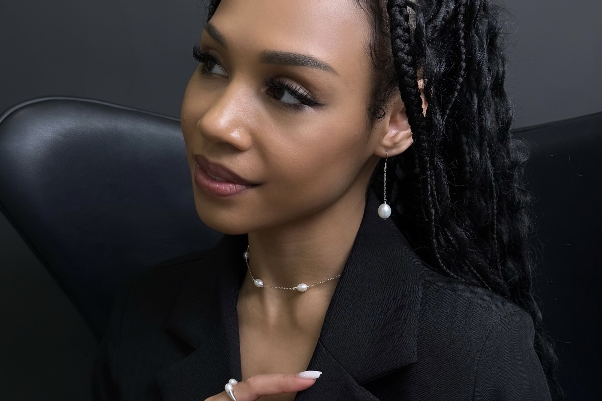 Длинные серьги с натуральным жемчугом ELEMENT