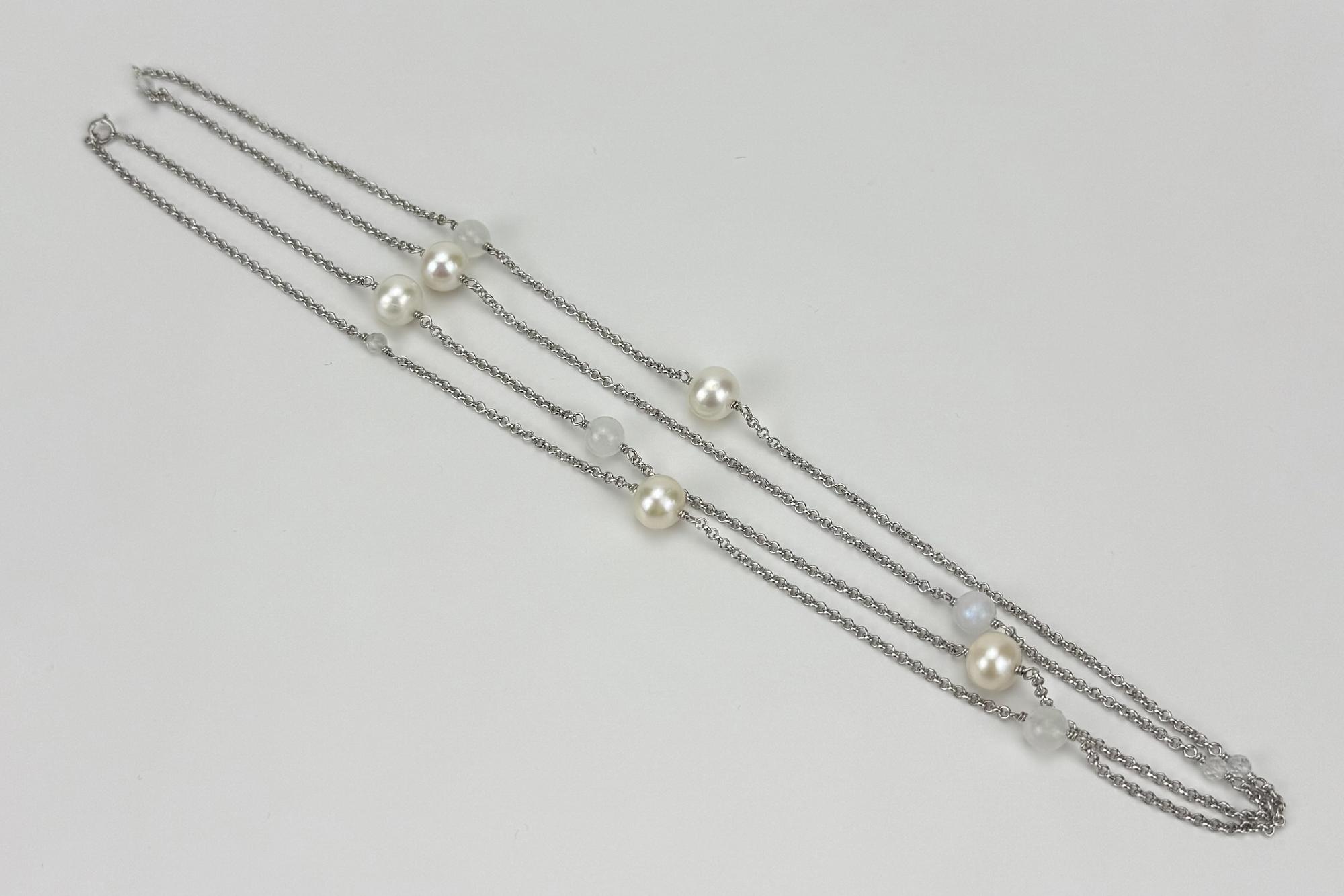 Колье цепочка с натуральным жемчугом DANCING SKY