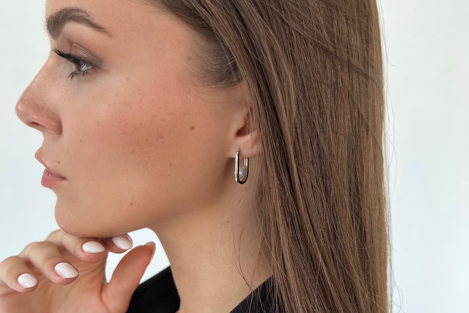 Серьги конго с натуральным жемчугом ONLY