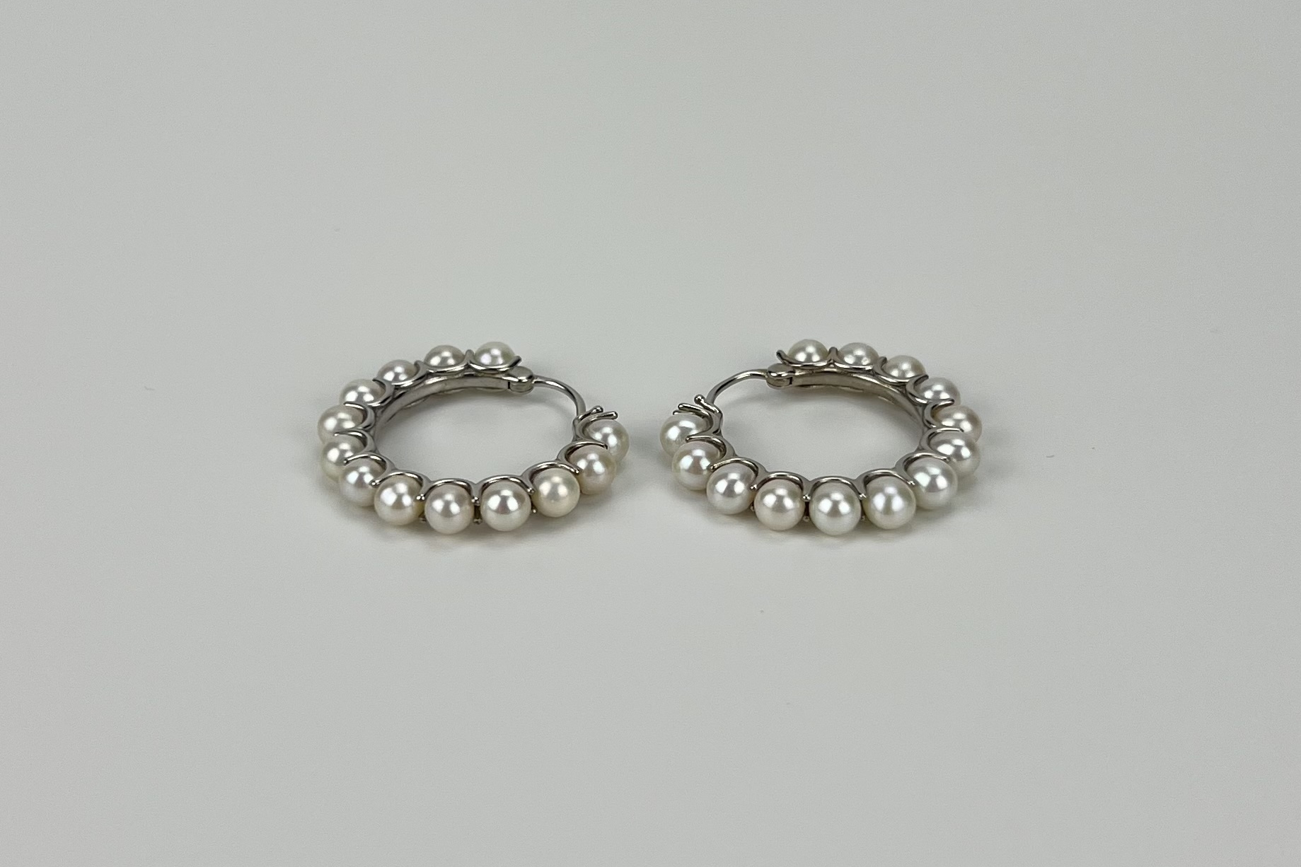 Серьги кольца с натуральным жемчугом BRAVO