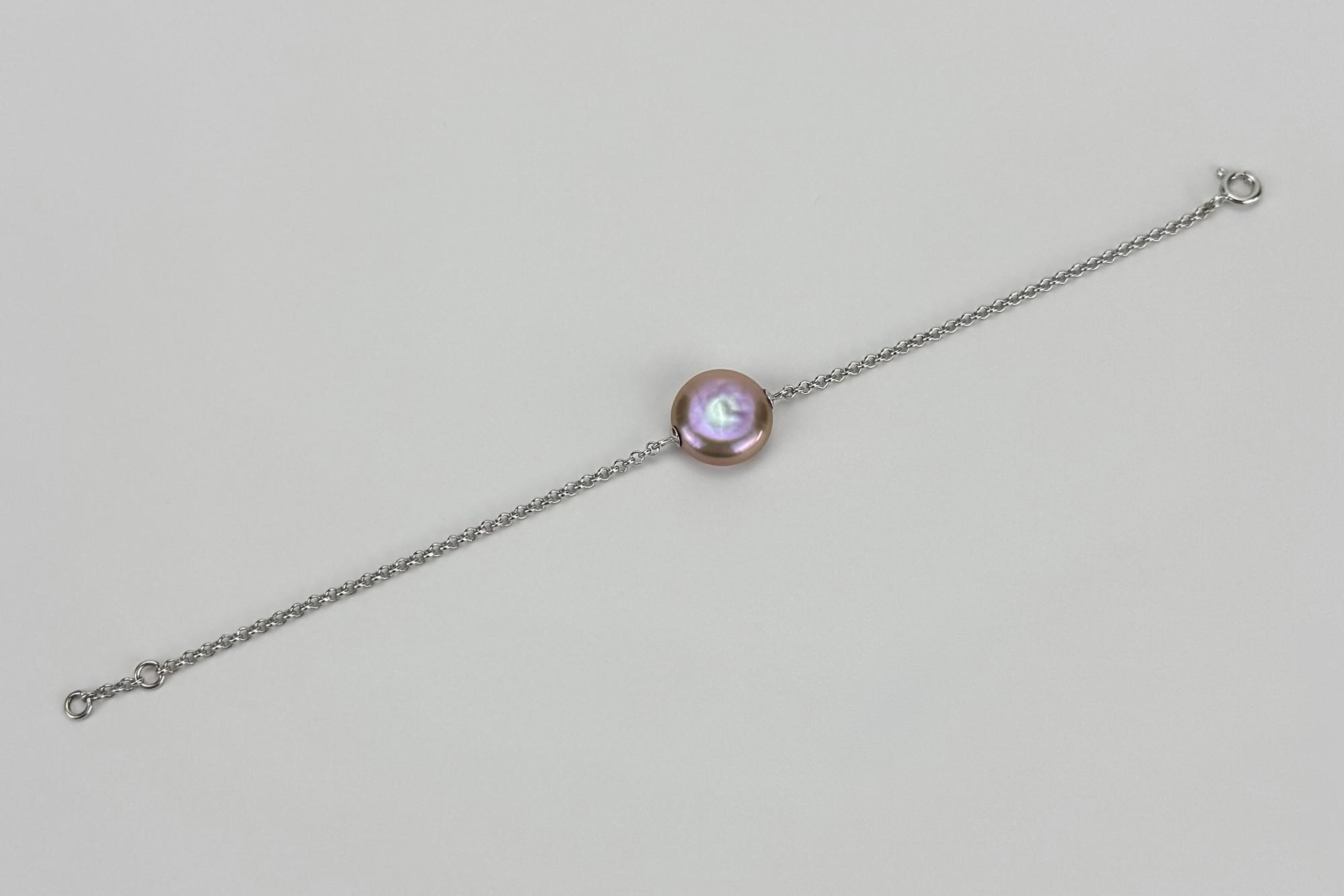 Браслет с жемчужиной и цепочкой EYE