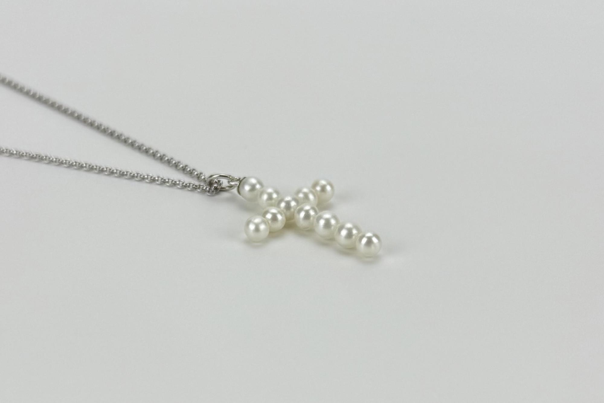 Подвеска крестик из натурального жемчуга CROSS