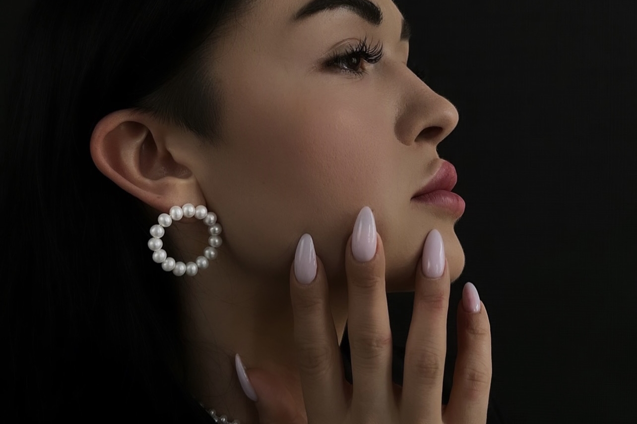 Серьги конго с натуральным жемчугом CLOUD