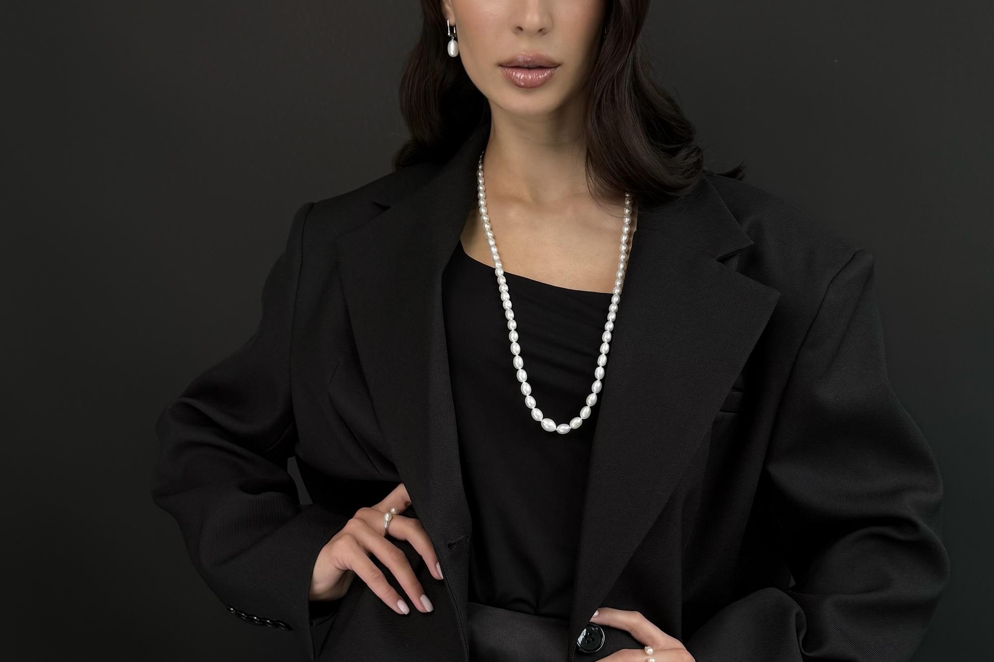 Классическое колье из белого жемчуга CLASSIC