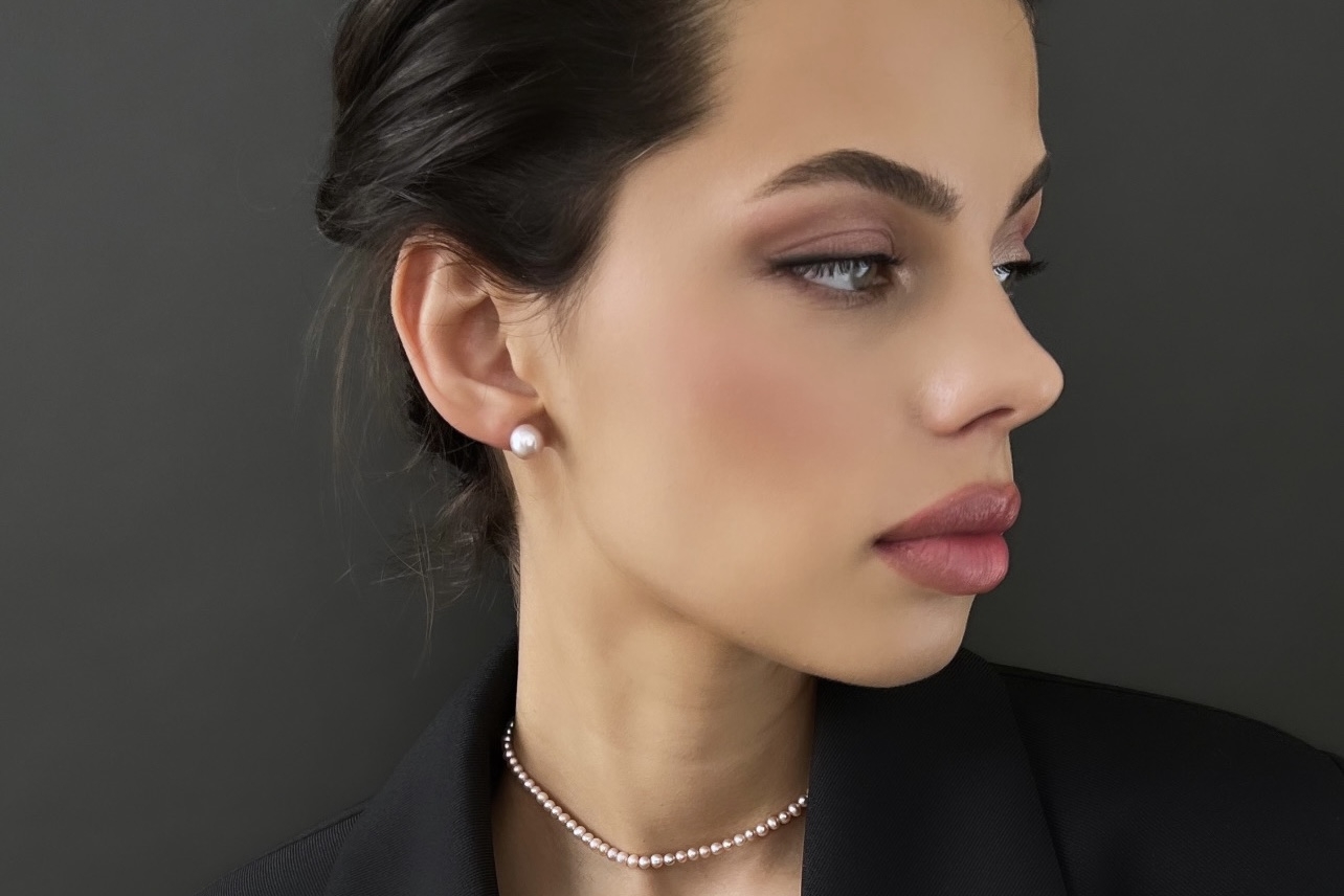 Серьги с розовым жемчугом CLASSIC