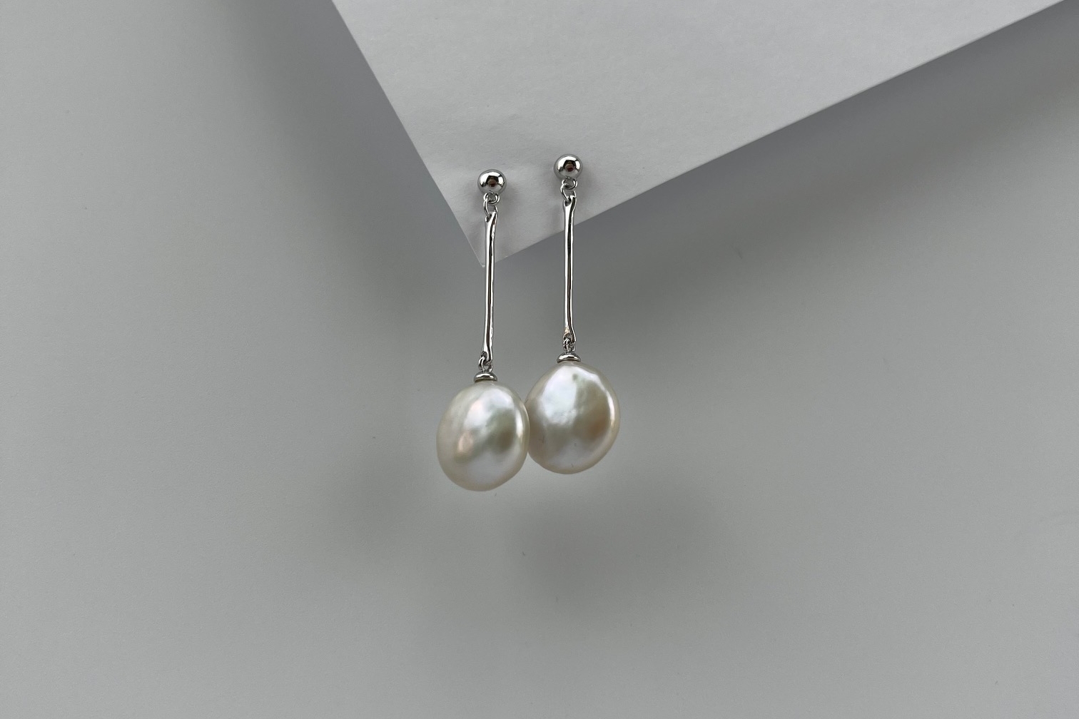 Длинные серьги с натуральным жемчугом POLLY