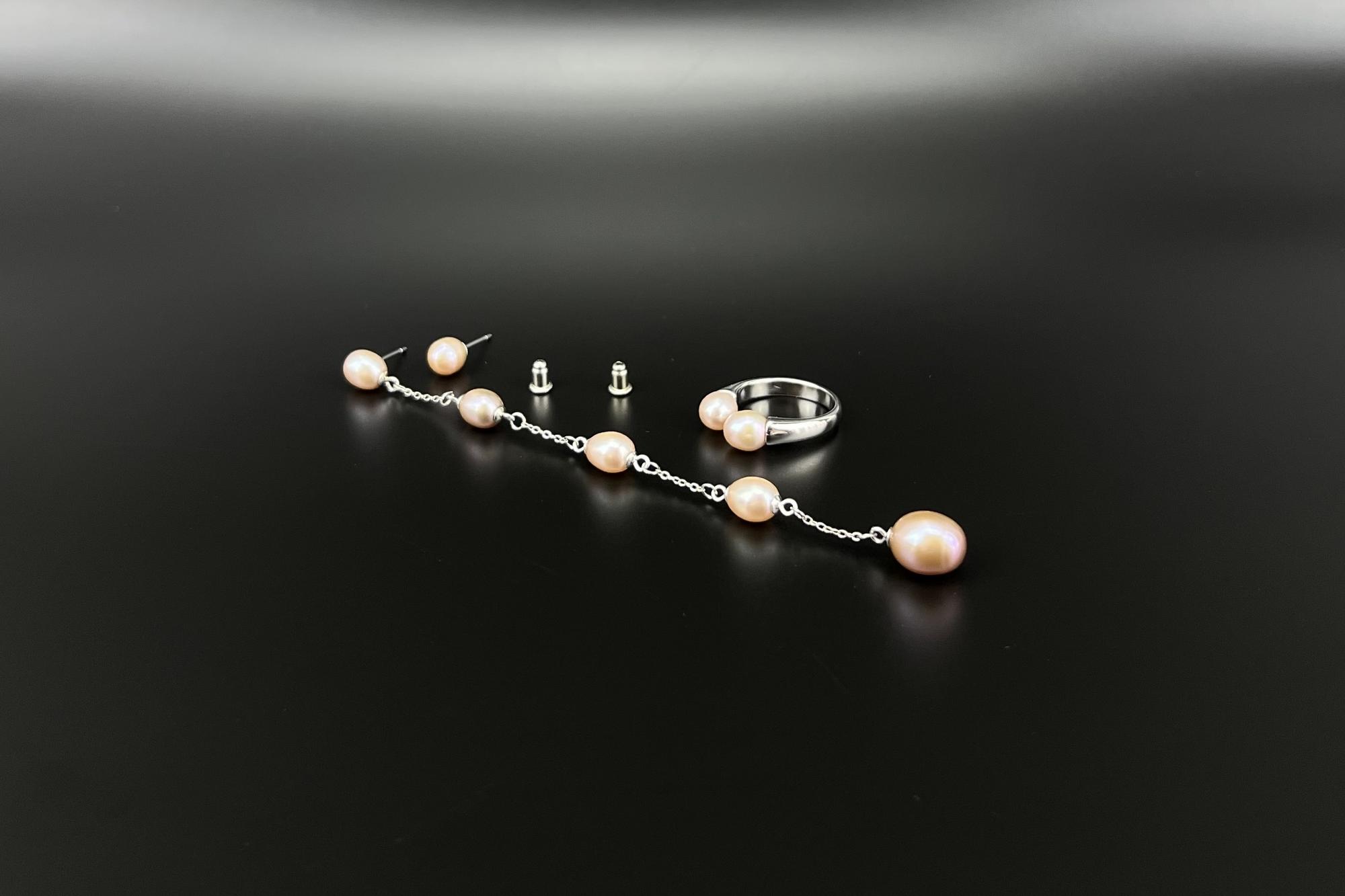 Комплект украшений из натурального персикового жемчуга APRICOT