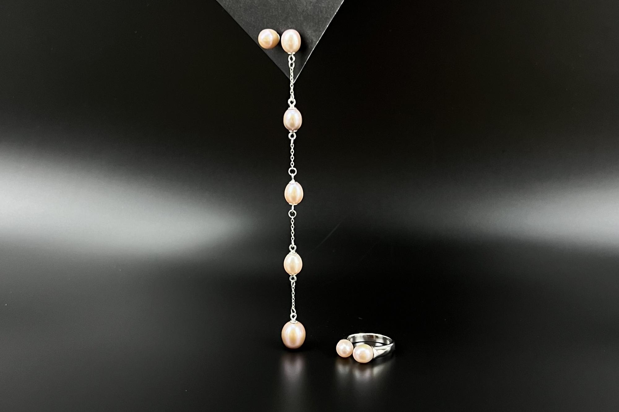 Комплект украшений из натурального персикового жемчуга APRICOT