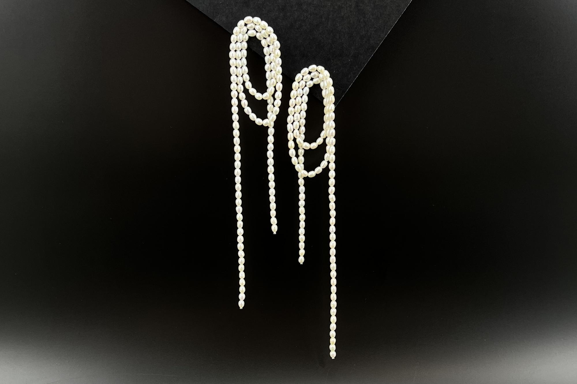 Акцентные серьги из натурального жемчуга ETNA