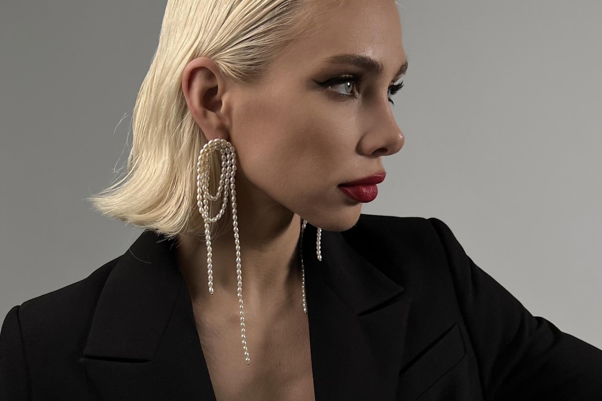 Акцентные серьги из натурального жемчуга ETNA