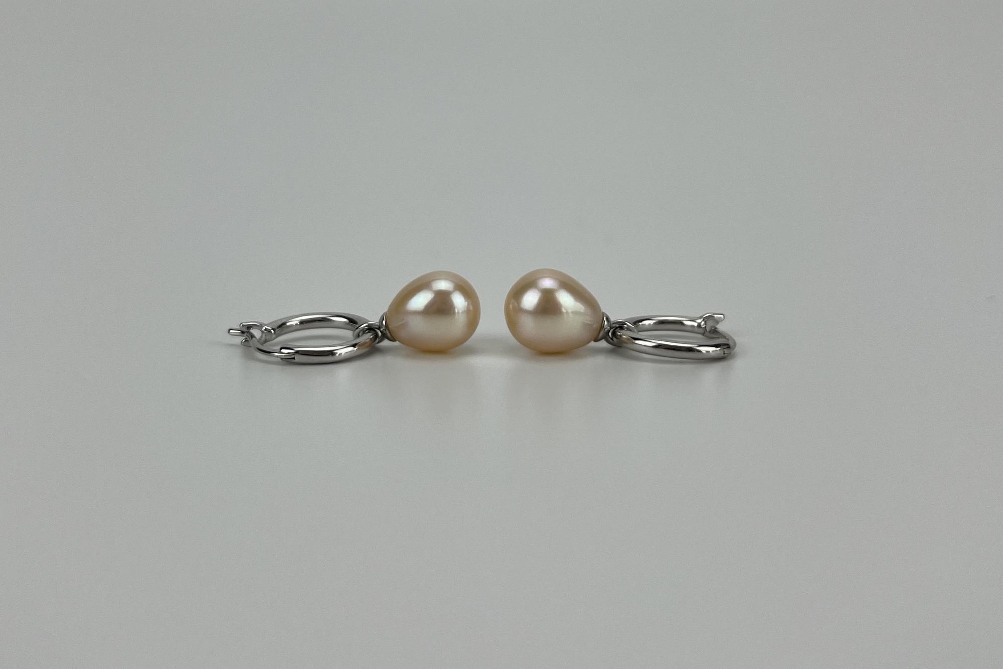 Серьги с натуральным персиковым жемчугом SAME