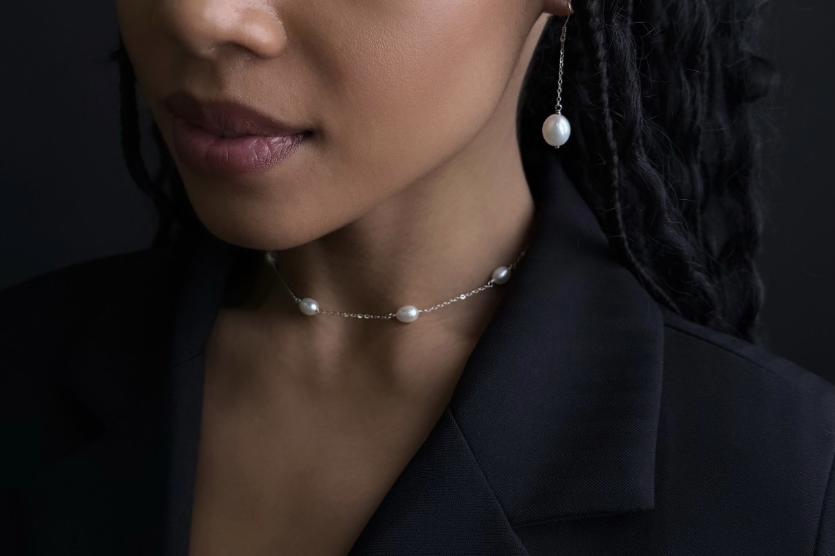 Чокер из натурального жемчуга с цепочкой ELEMENT