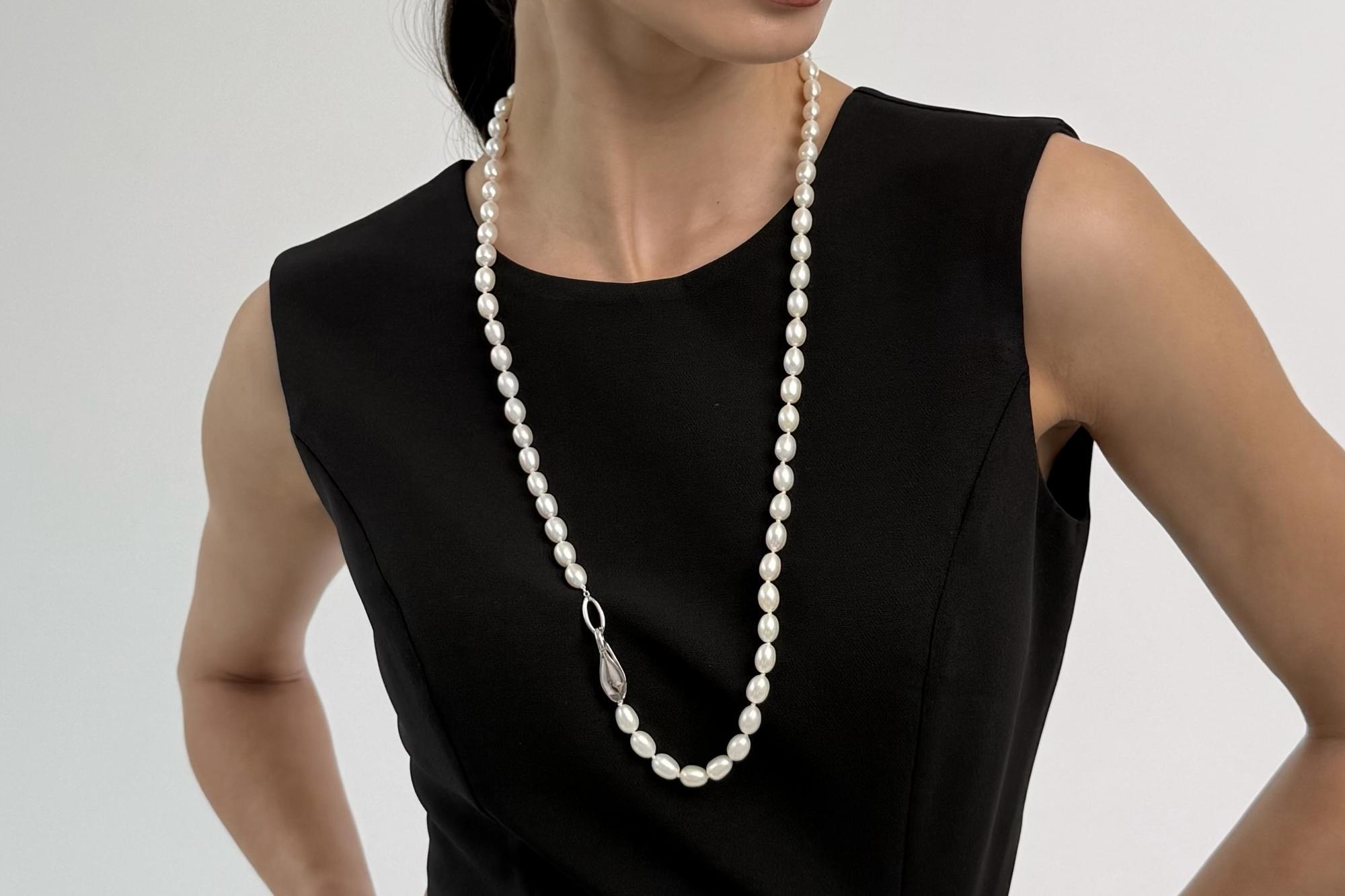 Длинное колье из натурального жемчуга KALYPSO