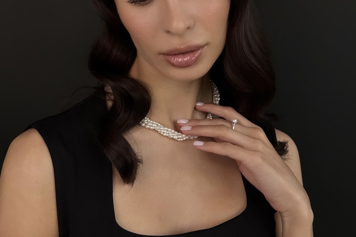 Многослойное колье из натурального жемчуга QUINTA PEARL