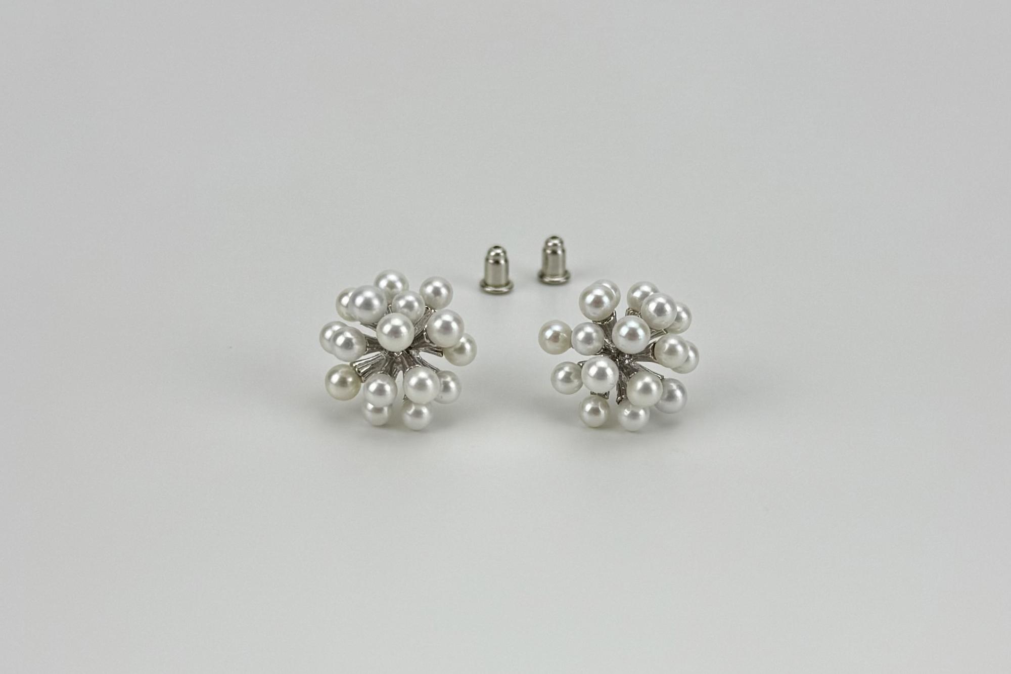 Дизайнерские серьги пуссеты с натуральным жемчугом ATOMICA
