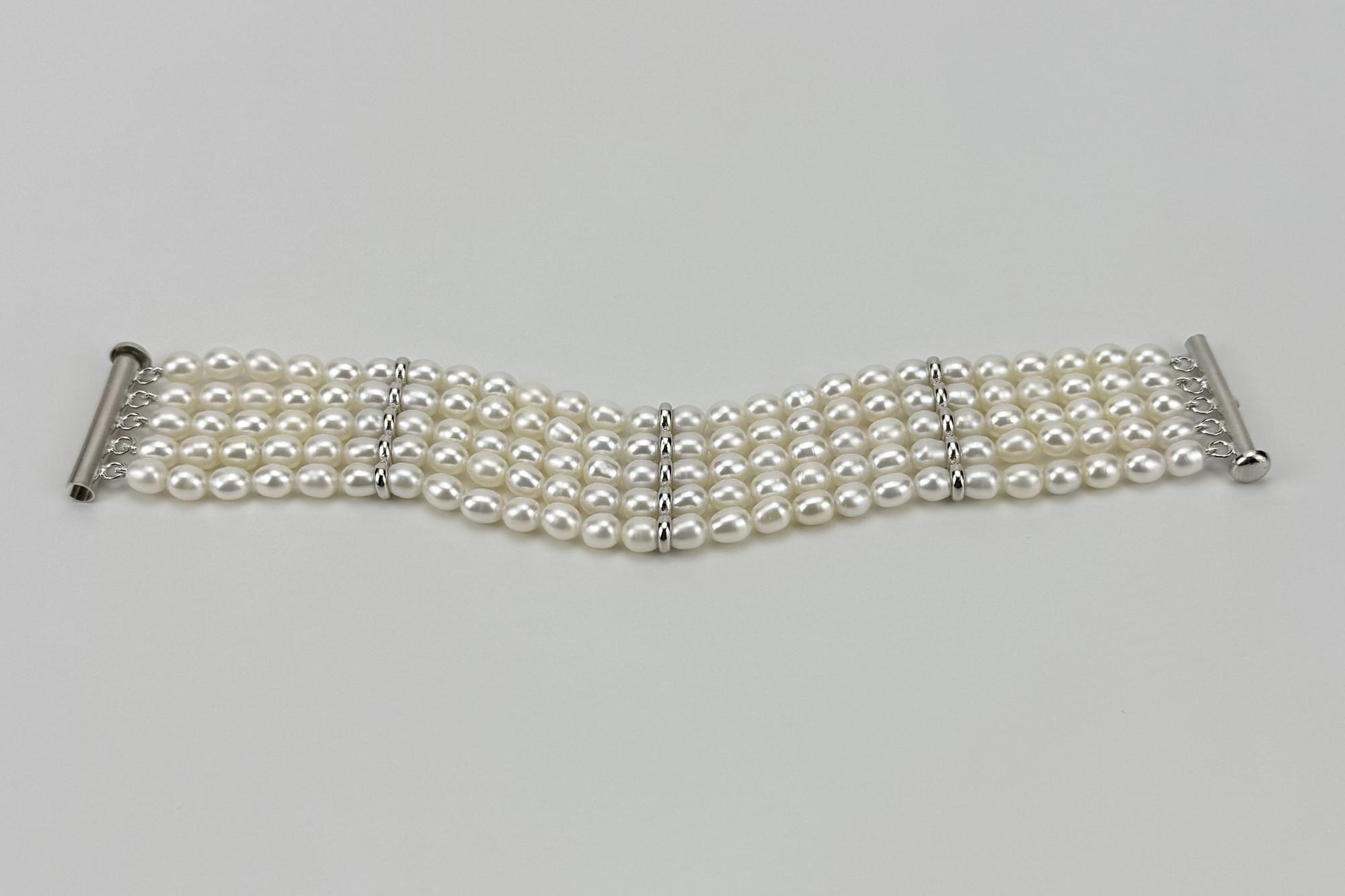 Широкий браслет из натурального жемчуга PRIVATE CODE