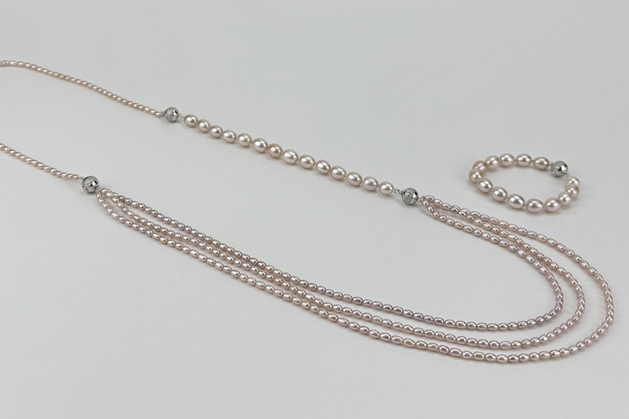 Колье-трансформер из натурального розового жемчуга MORE