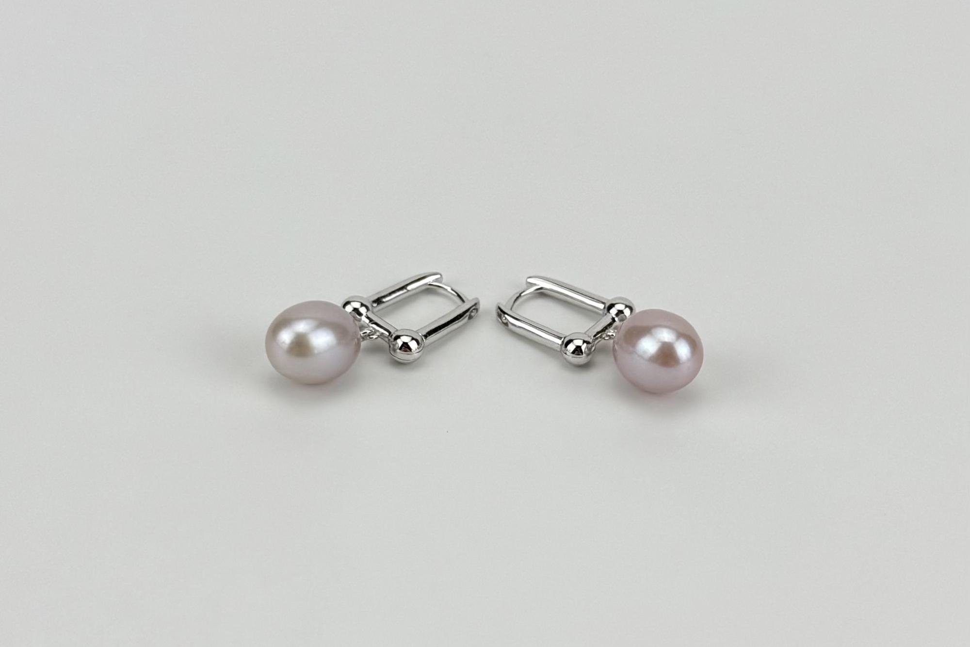 Серьги с натуральным розовым жемчугом ZUSS