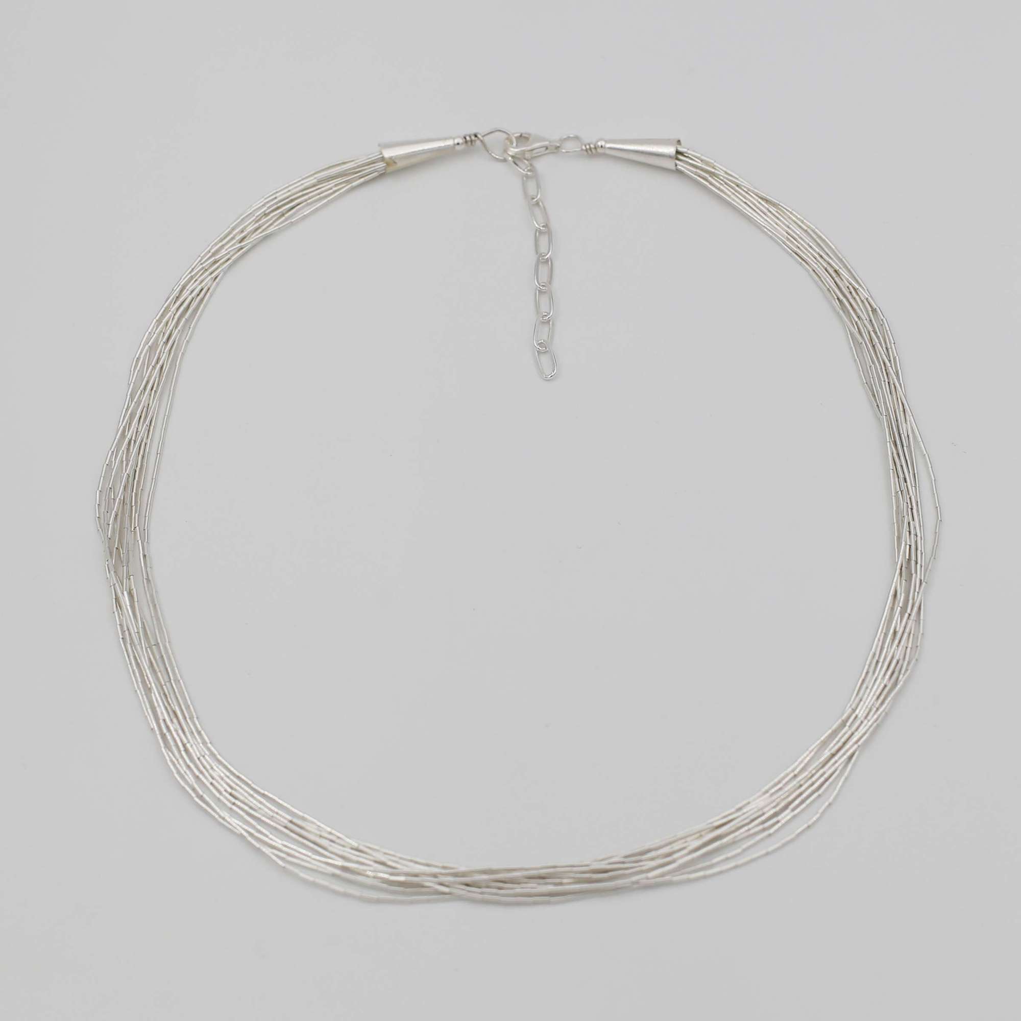 Колье из 10 серебряных нитей 4P454