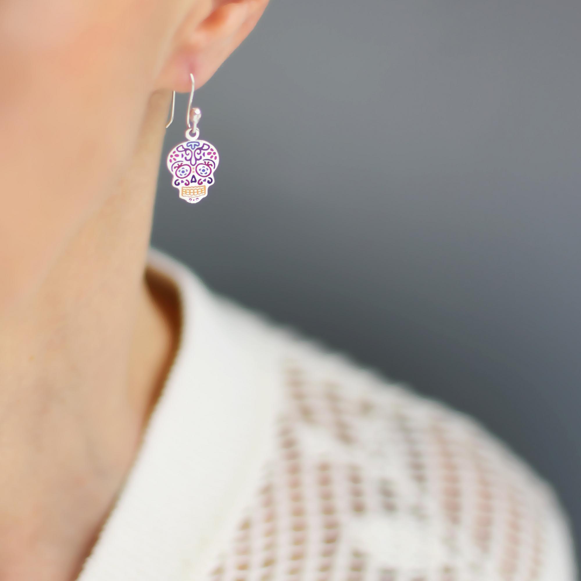 Серьги Сахарные черепа Calavera цветные 1P2035