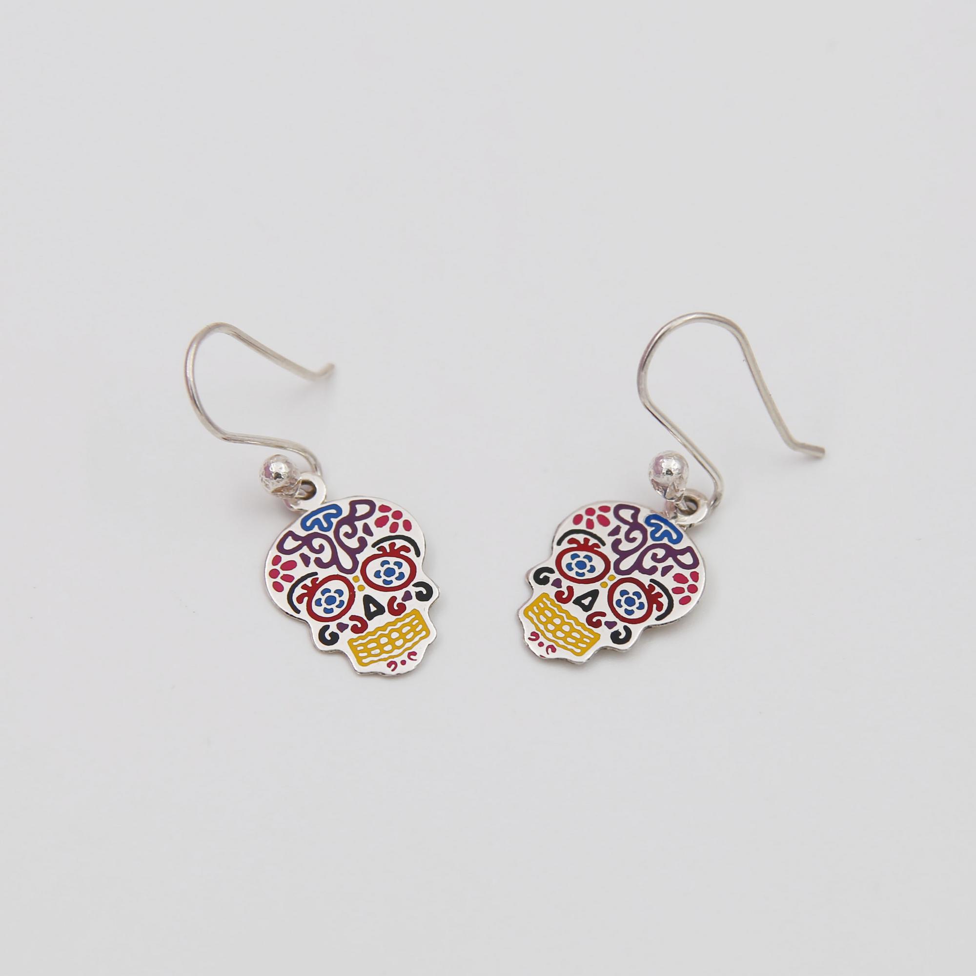 Серьги Сахарные черепа Calavera цветные 1P2035