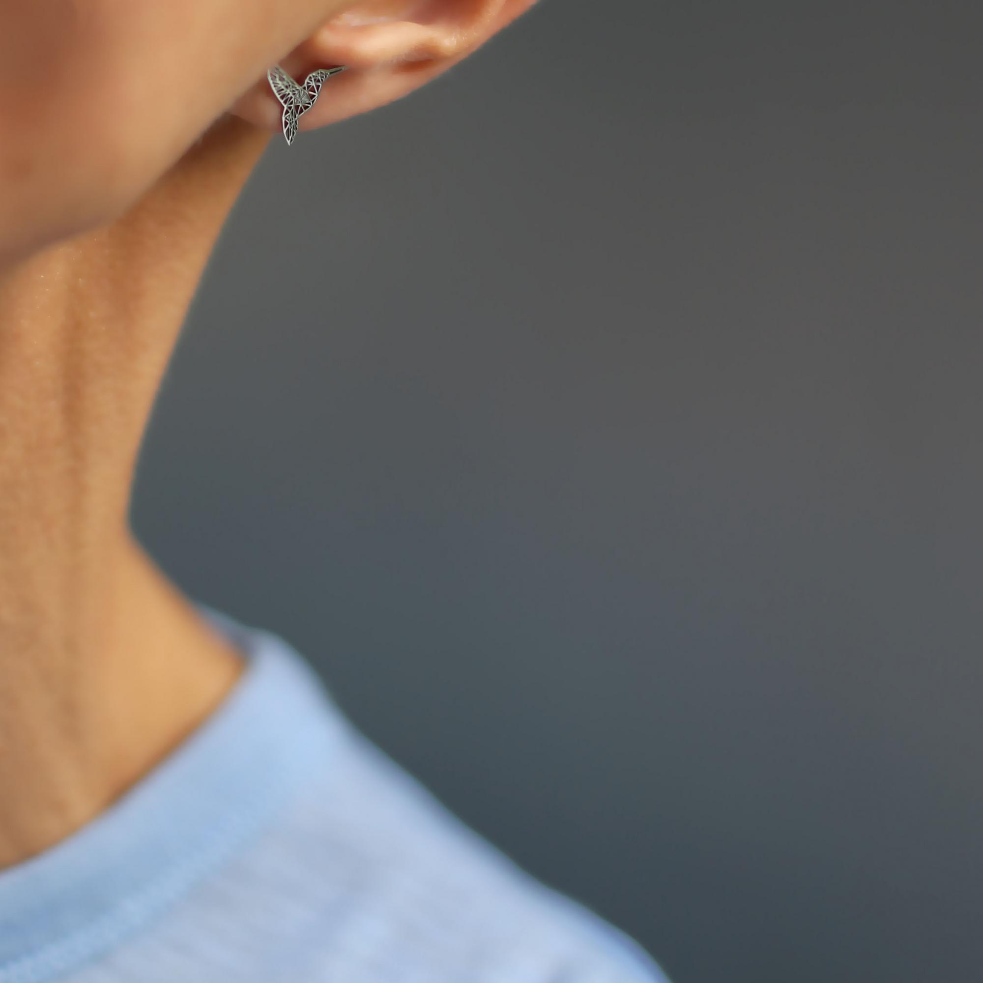 Серьги-гвоздики Колибри1P2349