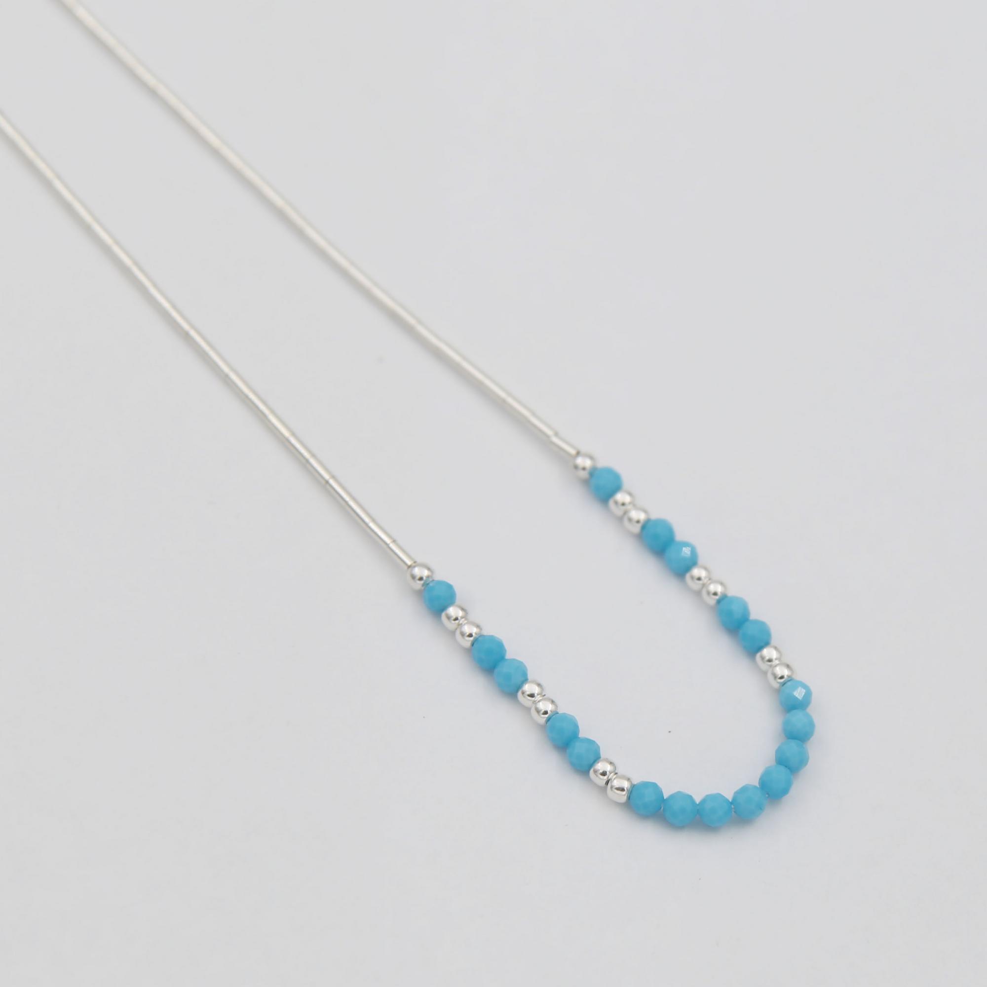 Серебряная нить с голубым агатом 4P882