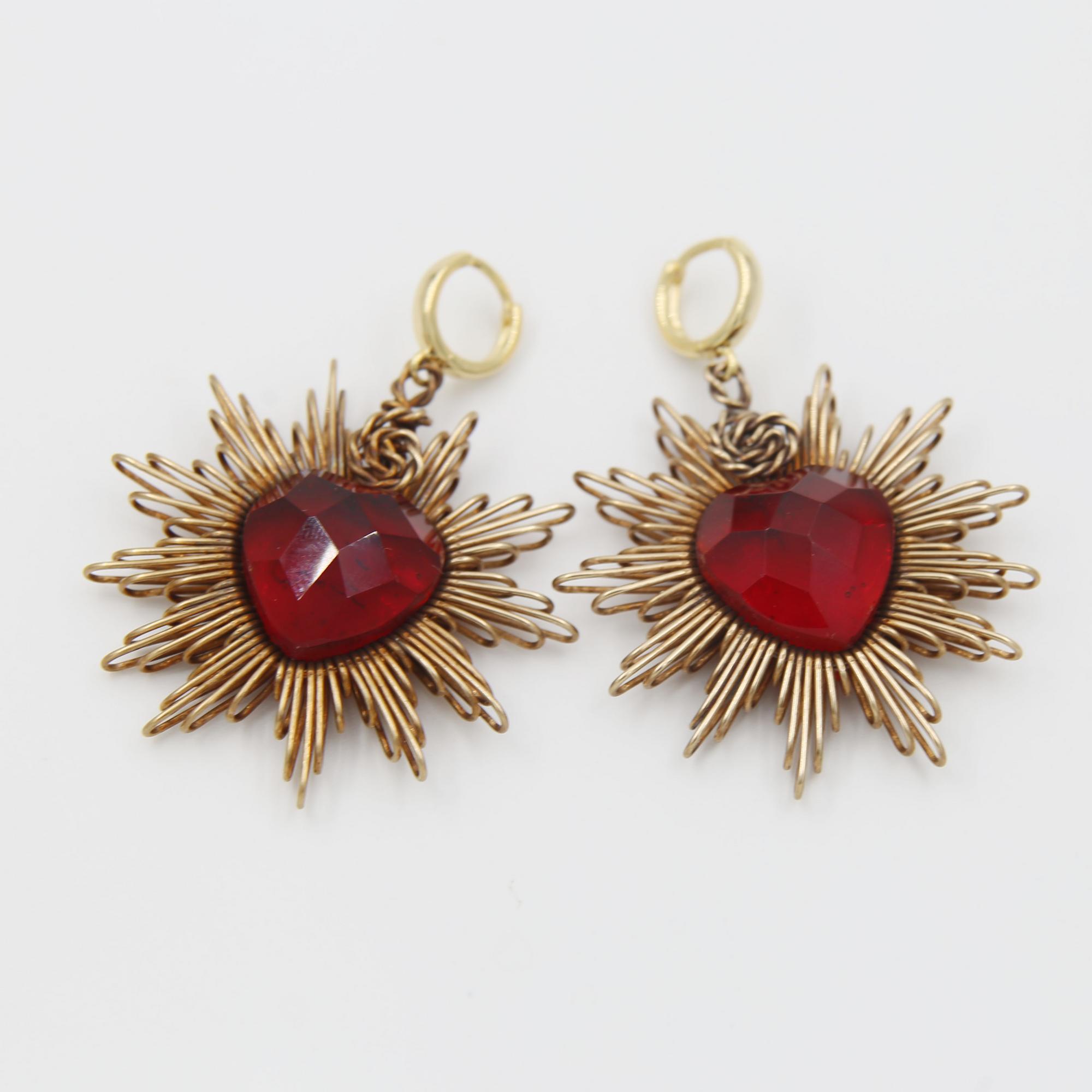 Серьги Красное сердце 1P2452