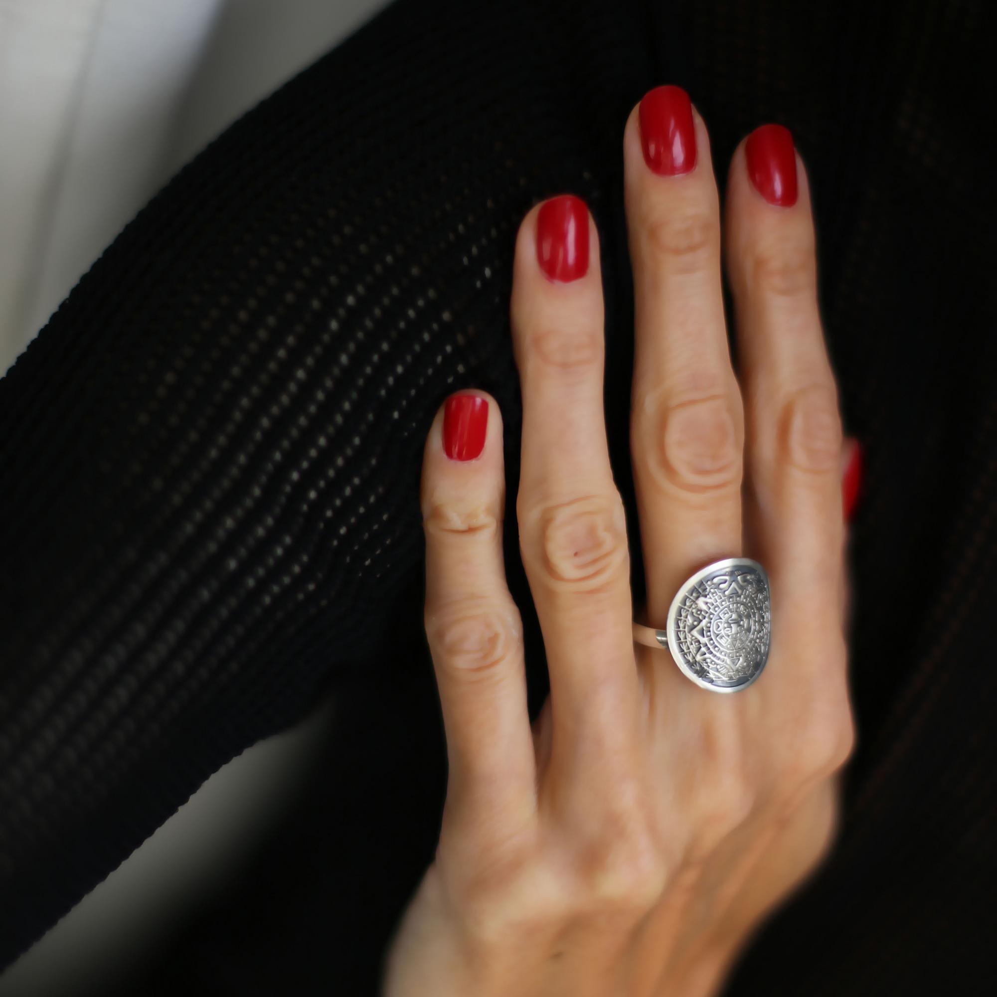 Кольцо Календарь Ацтеков 2P1139