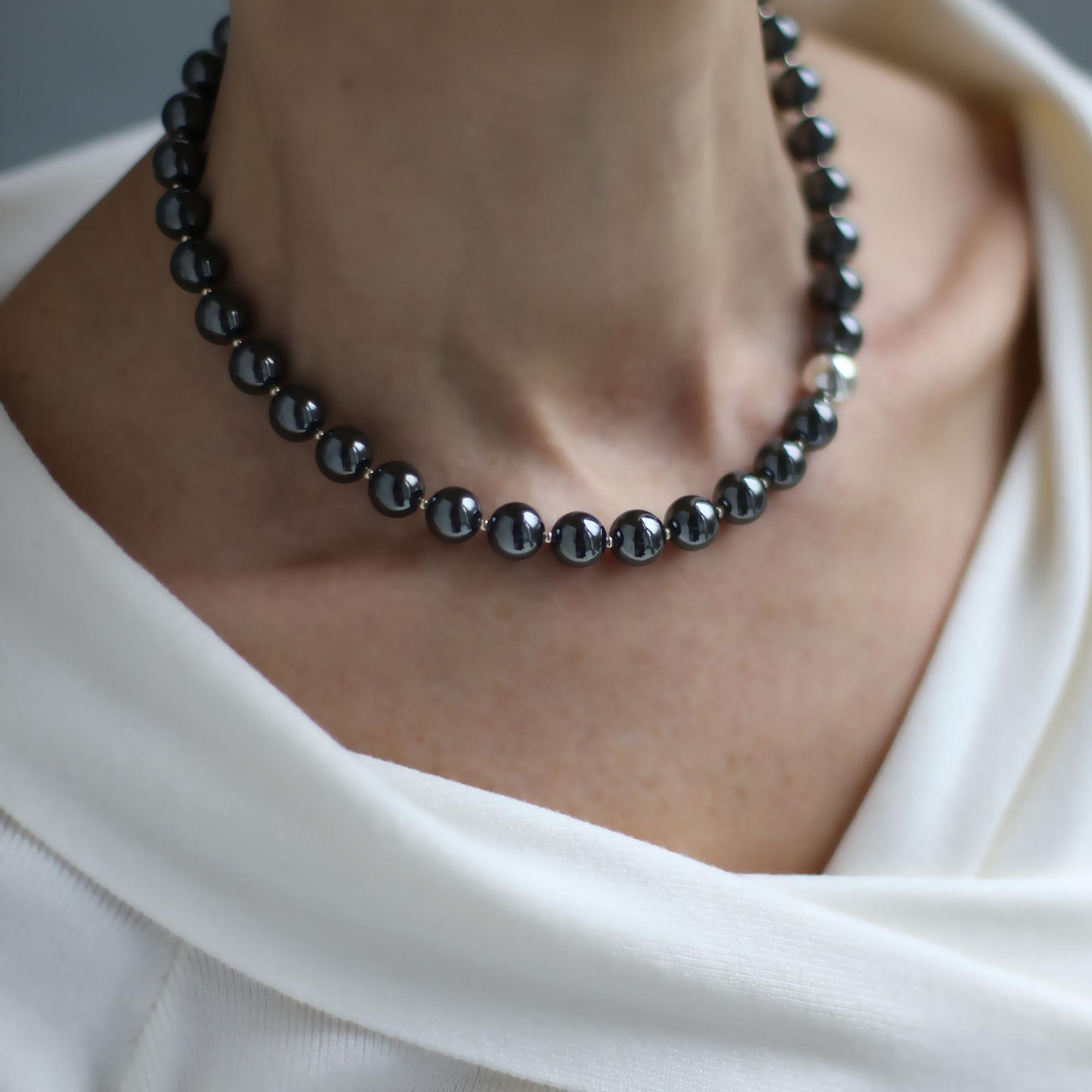 Колье  из гематита чёрного цвета 4P928