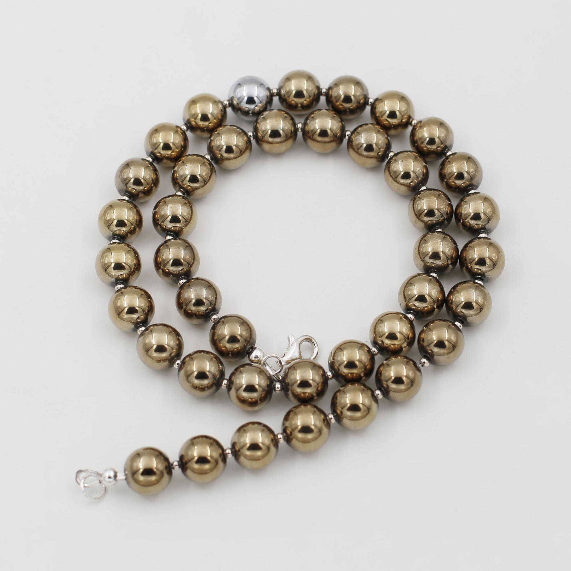 Колье  из гематита золотого цвета 4P929