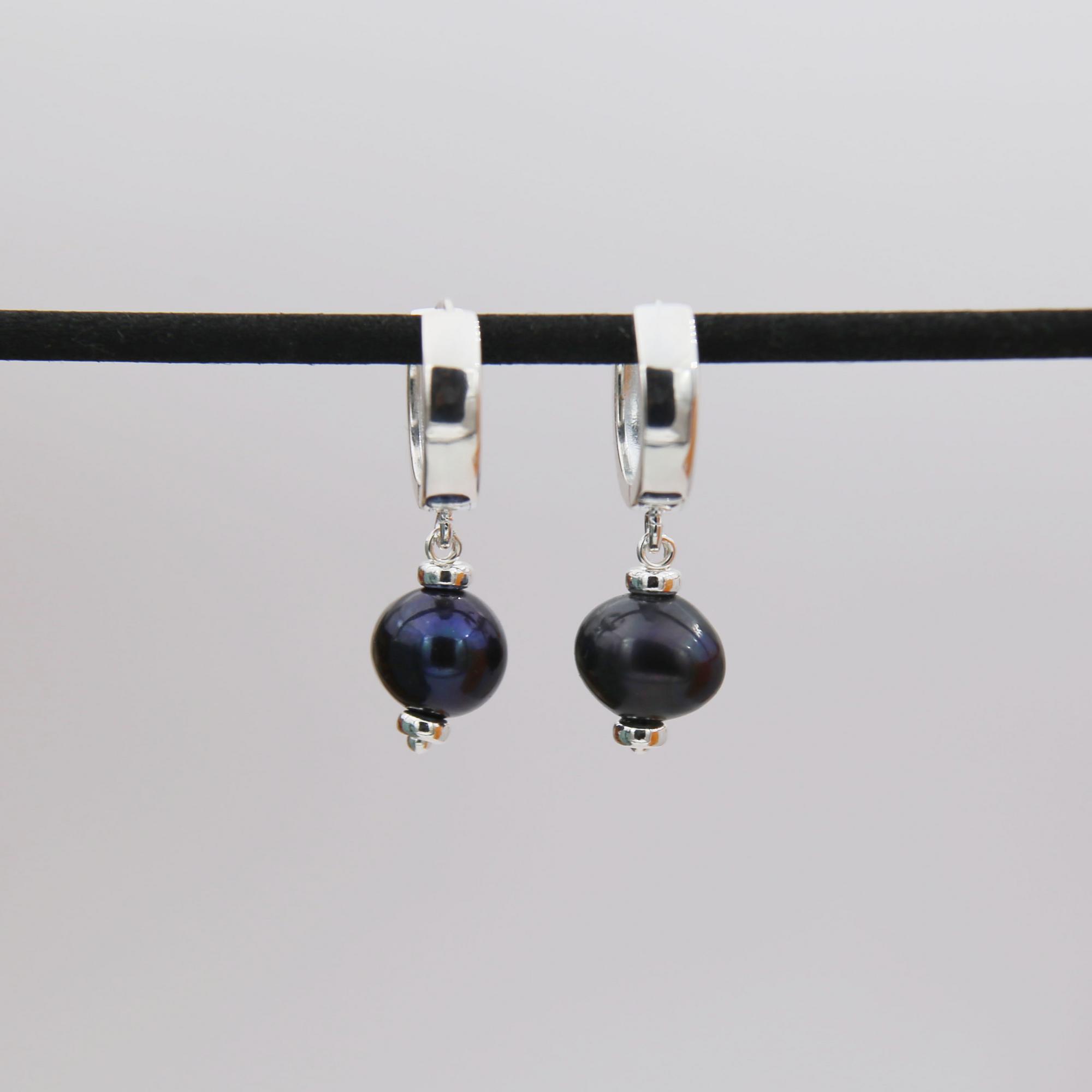 Серьги с темным жемчугом 1P2527