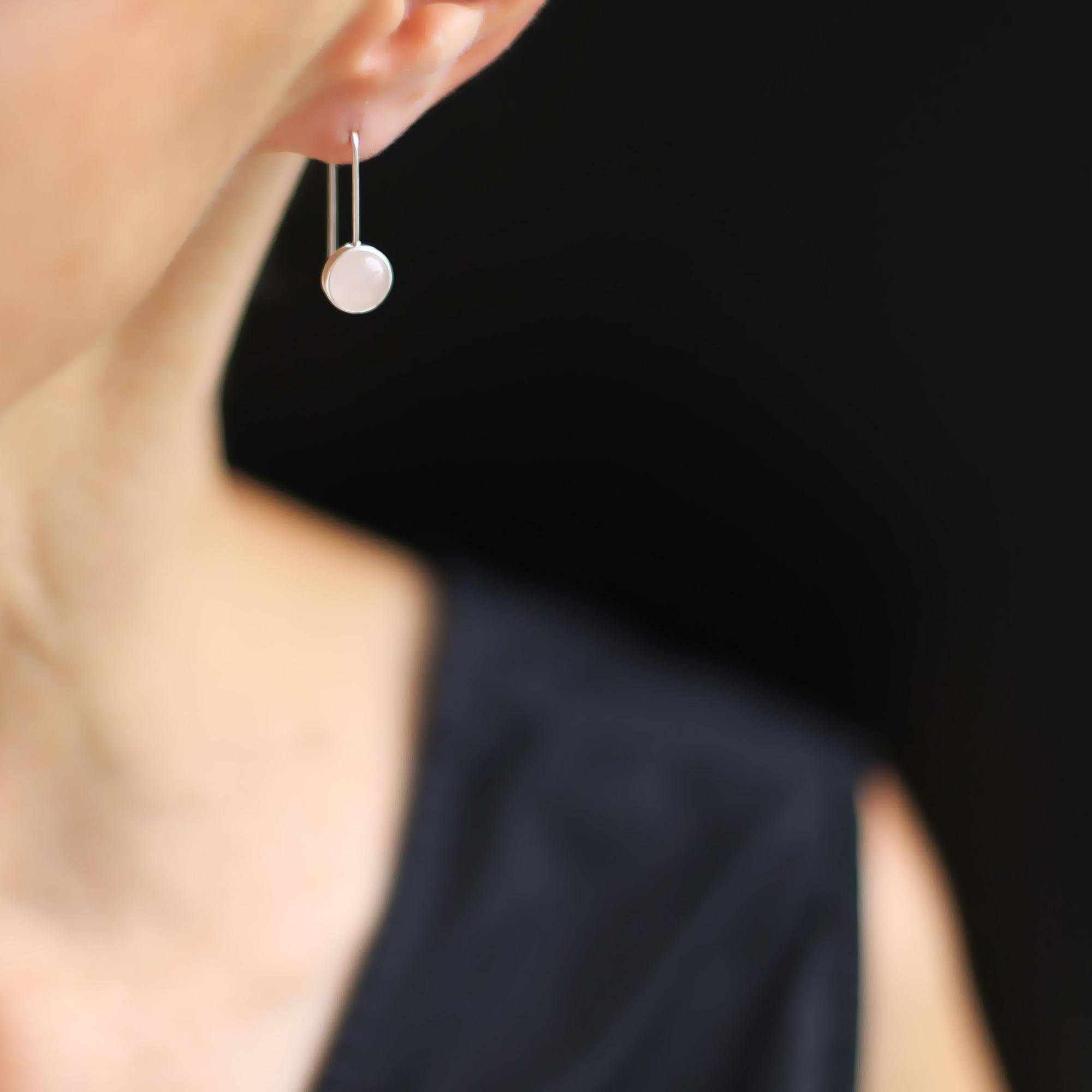 Серьги с розовым кварцем 1P2202