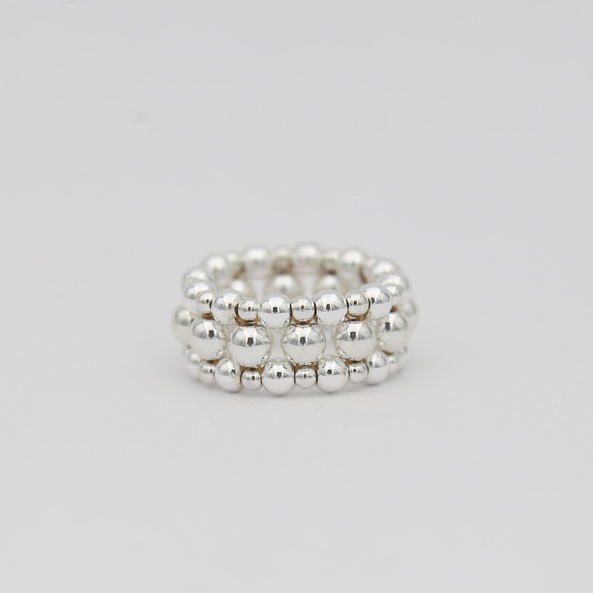 Кольцо из гематита серебряного цвета 2P1204-1